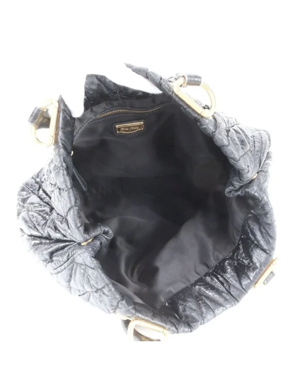 Miu Miu Matelasse Leather Tote Bag Shoulder Hand Black